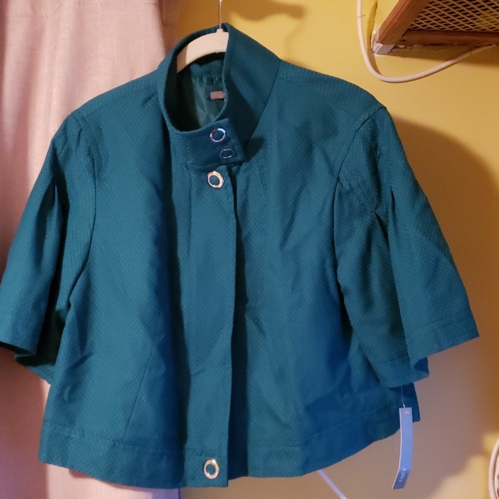 Teal cropped blazer